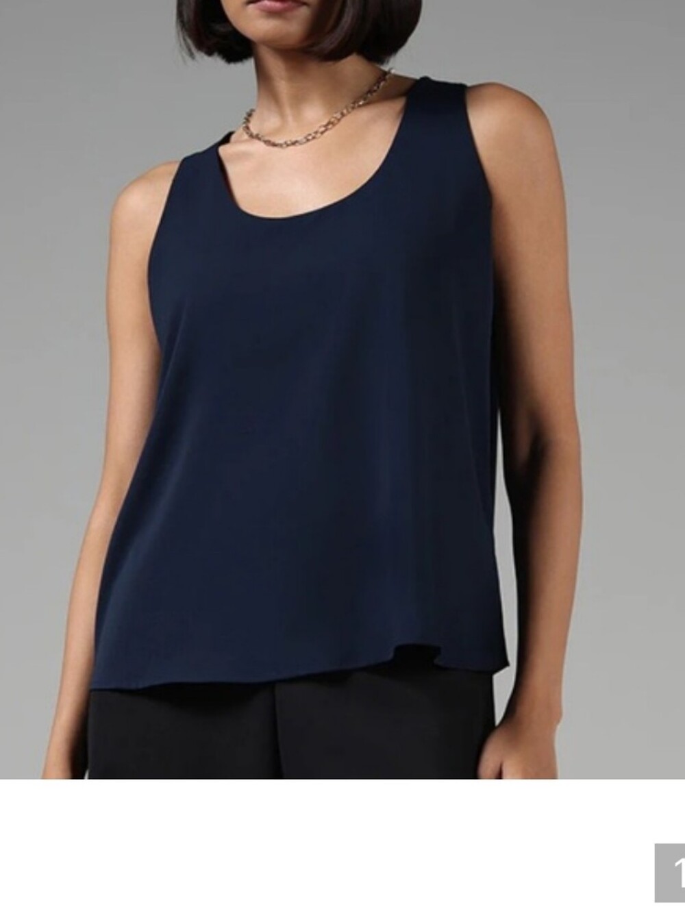 Large Petite Banana Republic Navy Scoop Neck Dressy Silky Tank In Preppy Navy